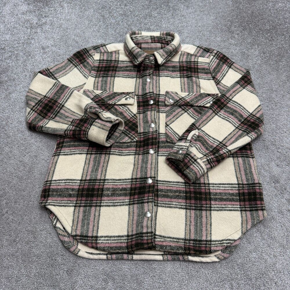 BlancNYC Oversized Plaid Flannel Button Down Shirt Shacket Womens Small Casual